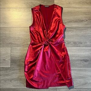 Fashion Nova Deep Red Satin Mini Dress